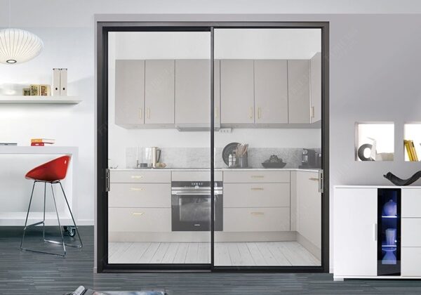 Cửa lùa Slim không ray dưới 2 cánh.